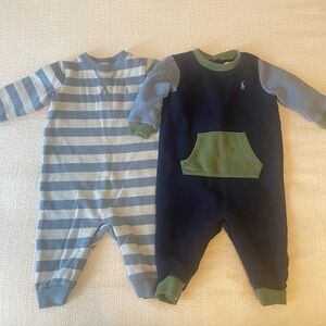 Ralph Lauren bundle of two fleece one piece 6mo